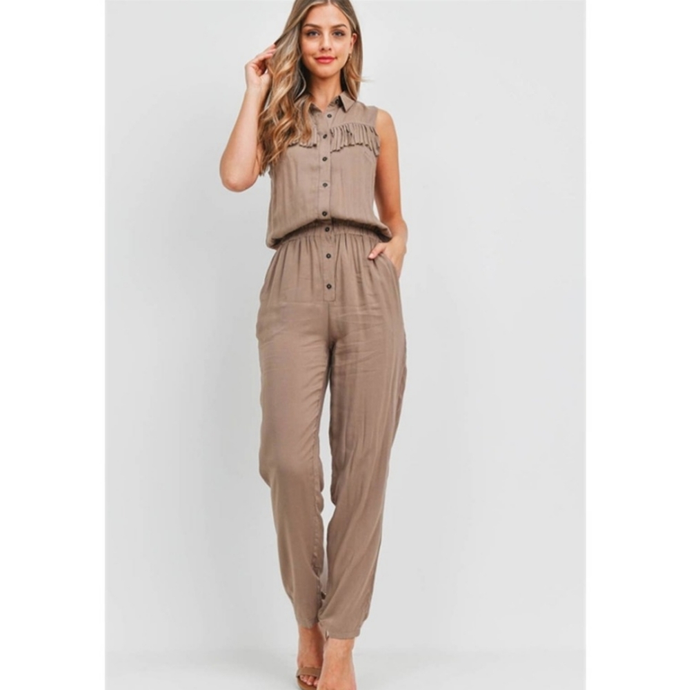 Blush Noir Fringe Jumpsuit